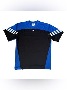 Vintage Adidas Soccer Training Jersey 3 Stripe AEROREADY Blue/Black Large